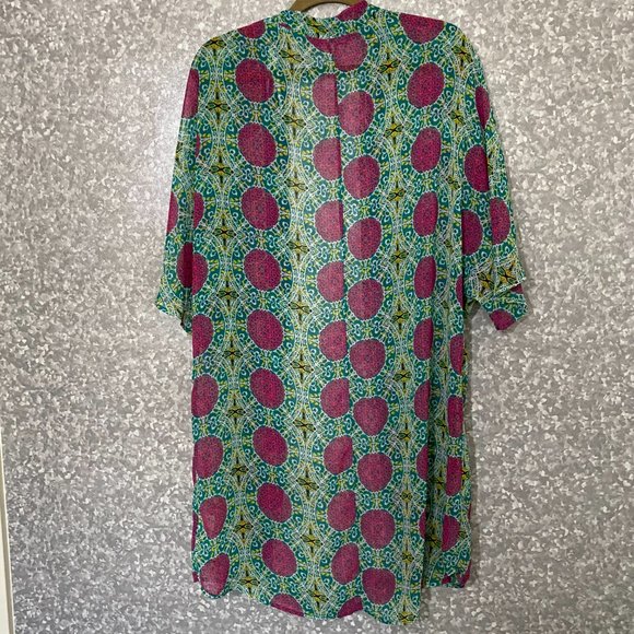 Kimono by Moonlight Size Small Multi–Color Sheer Duster Length Loose Fit Casual - Picture 3 of 3